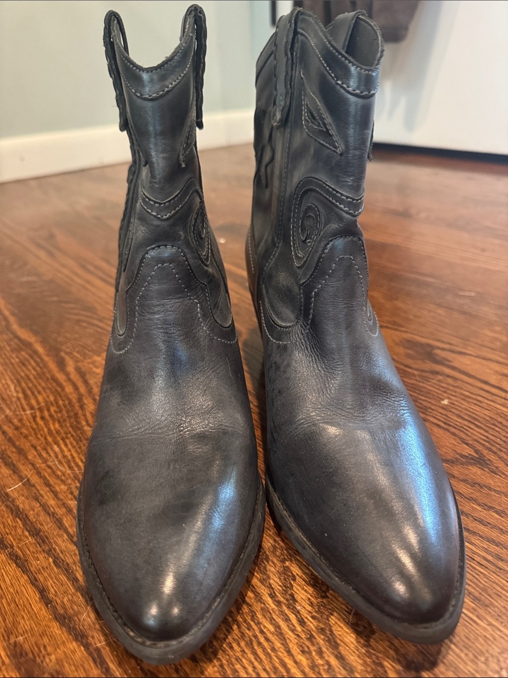 Carlos by Carlos Santana Leather Cowboy Booties with Cutouts Size 9M - Picture 5 of 10